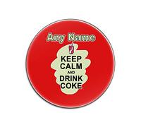 UNIGIFT Personalised Gift - Keep Calm Drink Coke Round Gloss Coaster (Food Design Colour) Any Name Message Unique Mat Pad - Carry Poster Party Diet Snack Beer Wine Milk Coffee Tea Chocolate Juice