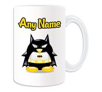 UNIGIFT Personalised Gift - Large Batman Mug (Penguin Film Character Design Theme, White) - Any Name/Message on Your Unique - Costume Movie Superhero Hero Marvel Comics Avengers Bruce Wayne