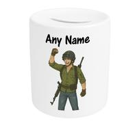 UNIGIFT Personalised Gift - Last Man Standing White Money Box (Game Design) Any Name Message Unique - Battle Royale Survivor Gamer Piggy bank