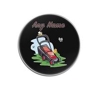 UNIGIFT Personalised Gift - Lawn Mower Round Glass Coaster (Occupation Design Colour) Any Name Message Unique - Mat Pad Job Gardener Butterfly Bee Wasp Grass Flower Orchard Tree