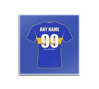 UNIGIFT Personalised Gift - Leeds Rhinos Square Glass Coaster (Rugby League Design Theme, Colour Options) - Any Name/Message on Your Unique Mat Pad - The Loiners