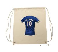 UNIGIFT Personalised Gift - Leicestershire 2016 Fan Drawstring Gym Bag (Blue Football Jersey Design) Custom Name - East Midlands LE2 Club