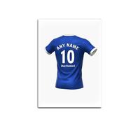 UNIGIFT Personalised Gift - Leicestershire 2016 Fan White Glass Fridge Magnet (Blue Football Jersey Design) Custom Name - East Midlands LE2 Club