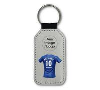 UNIGIFT Personalised Gift - London SW6 King's Road Football Supporter White Rectangle Keyring (Blue Home Kit Design) Any Name Message Unique - Keychain