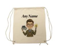 UNIGIFT Personalised Gift - Male Optometrist Drawstring Gym Bag (Eye Care Professional Design) Custom Name Message - Optician Graduation Birthday Present
