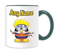 UNIGIFT Personalised Gift - Naruto Mug (Penguin Cartoon Character Costume Colour Options) Unique Name Message Silly Funny Superhero Hero Super Anime Ninja Fire Uzumaki