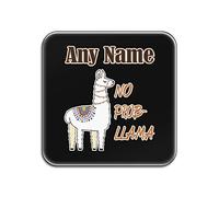 UNIGIFT Personalised Gift - No Prob Llama Square Gloss Coaster (Animal Slogan Design Colour) Any Name Message Unique - Problem ProBllama