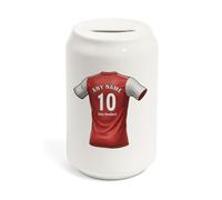 UNIGIFT Personalised Gift - North London Coke Can Size Money Box (Football Club Design) Any Name Message Unique - Red White Piggy bank
