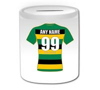 UNIGIFT Personalised Gift - Northampton Saints Money Box (Rugby Union Design Theme, White) - Any Name/Message on Your Unique Piggy Bank Saving Jar Pot - Jimmies Club RFU