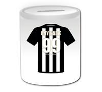 UNIGIFT Personalised Gift - Notts County Money Box (Football Design Theme, White) - Any Name/Message on Your Unique Piggy Bank Saving Jar Pot - The Magpies Club