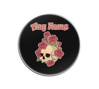 UNIGIFT Personalised Gift - Rose Skull Round Glass Coaster (Scary Design Colour) Name Message Unique Mat Pad - Cranium