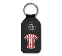 UNIGIFT Personalised Gift - Sheffield Red Fan Black Rectangle Keyring (Red and White Stripes Football Jersey Design) Custom Name Keychain - Steel City S2 Club