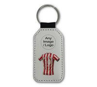 UNIGIFT Personalised Gift - Sheffield Red Fan White Rectangle Keyring (Red and White Stripes Football Jersey Design) Custom Name Keychain - Steel City S2 Club