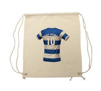 UNIGIFT Personalised Gift - Shepherds Bush Fan Drawstring Gym Bag (Blue and White Hoop Football Jersey Design) Custom Name - London W12 Club