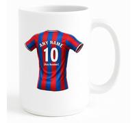 UNIGIFT Personalised Gift - South London Football Fan Large Mug (Red and Blue Stripes Jersey Design) Custom Name Message Cup - Croydon SE25 Club