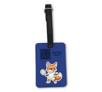 UNIGIFT Personalised Gift - Tennis Fox Blue Luggage Tag (Sport Animal Design) Custom Name Baggage Suitcase Bag - Cute Kit Cub Tod Reynard