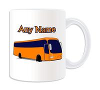 UNIGIFT Personalised Gift - Tour Bus Mug (Transport Design Theme, White) - Any Name/Message on Your Unique - Driver Vehicle Automobile Coach Public City National Express