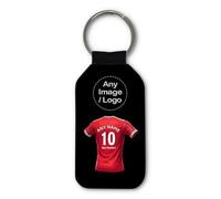 UNIGIFT Personalised Gift - United Fan Black Rectangle Keyring (Red Football Jersey Design) Custom Name Keychain - Manchester