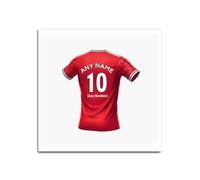 UNIGIFT Personalised Gift - United Fan White Square Glass Coaster (Red Football Jersey Design) Custom Name - Manchester