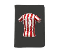 UNIGIFT Personalised Gift - Wearside Football Fan Black Passport Holder Cover (Red and White Stripes Jersey Design) Custom Name Message - Monkwearmouth SR5 Club