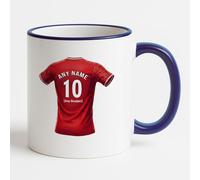UNIGIFT Personalised Gift - West Bridgford 79 80 Football Fan Blue Handle Mug (Red Jersey Design) Custom Name Message Cup - Nottingham NG2 Club