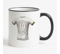 UNIGIFT Personalised Gift - West Yorkshire Football Fan Black Handle Mug (White Jersey Design) Custom Name Message Cup - Beeston LS11 Club