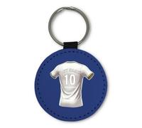 UNIGIFT Personalised Gift - West Yorkshire Football Fan Blue Round Keyring (White Jersey Design) Custom Name Keychain - Beeston LS11 Club