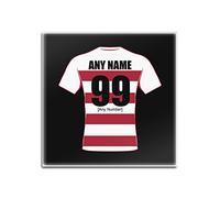 UNIGIFT Personalised Gift - Wigan Warriors Square Gloss Hardboard Coaster (Rugby League Design Theme, Colour Options) - Any Name/Message on Your Unique Mat Pad - Riversiders The Cherry and Whites
