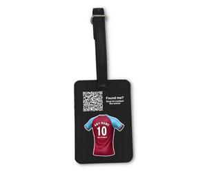 UNIGIFT Personalised Gift - Witton Football Fan Black Luggage Tag (Claret and Blue Jersey Design) Custom Name Baggage Suitcase Bag - Birmingham B6