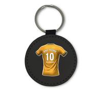 UNIGIFT Personalised Gift - Wolverhampton Fan Black Round Keyring (Old Gold Football Jersey Design) Custom Name Keychain - Black Country WV1 Club