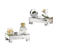 Uniglam Set of 2 Mirrored Risers for Display, Mirrored Display Stand, Glass Perfume Tray for Vanity, Bathroom Counter Organizer, Footed Tray, Square Mirrors for Centerpieces, MDR001
