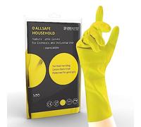 Unigloves Allsafe UGHG3003Y Natural Latex Household Gloves, Yellow, Medium, Pack of 2