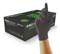 UNIGLOVES BioTouch Nitrile Disposable Gloves - Biodegradable, Multipurpose, Medical Grade Examination Gloves - Box of 100 Gloves, Black, Extra Small (GM0091)