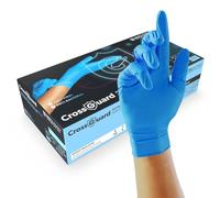UNIGLOVES CrossGuard Blue Antimicrobial Nitrile Disposable Gloves, Medical-Grade, Puncture and Chemical Resistant, Box of 100 Gloves, Size S