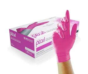 UNIGLOVES Magenta Pearl Nitrile Examination Gloves - Multipurpose, Powder Free and Latex Free Disposable Gloves - Box of 100 Gloves, Magenta, Large (GP8504)
