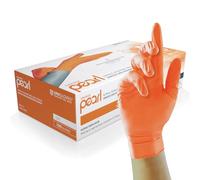 Unigloves Orange Pearl Nitrile Examination Gloves - Multipurpose, Powder Free and Latex Free Disposable Gloves - Box of 100 Gloves, Orange, Medium (GP0133)