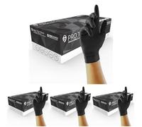 UNIGLOVES PRO.TECT Black GA0043 Nitrile Single Use - Multipurpose, Powder Free Disposable Gloves, Box of 100 Gloves, Black, Medium (Pack of 4)