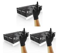 UNIGLOVES PRO.TECT Black GA0045 Nitrile Single Use - Multipurpose, Powder Free Disposable Gloves, Box of 100 Gloves, Black, Extra Large (Pack of 3)