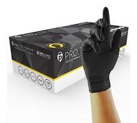 Unigloves PRO.TECT Black HD Nitrile Disposable Gloves - Ultra Heavy Duty, Single Use, Multipurpose, Powder Free, Box of 100 Gloves, Size Extra Small (GA0061)