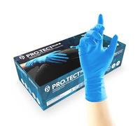 UNIGLOVES PRO.TECT Blue Nitrile Disposable Gloves, Extended Cuff, Nitrile Gloves, Box of 100, Size M
