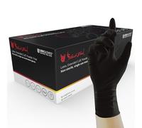 Unigloves Select Black Latex Extended Cuff GT0013 Single Use - Multipurpose, Powder Free Disposable Gloves, Optimised for Tattoo Artists, Box of 100 Gloves, Black, Medium