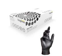 Unigloves Strong Durable Black Powder-Free Nitrile 100% Disposable Gloves Box Of 100