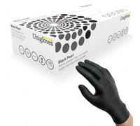 Unigloves Strong Durable Black Powder-Free Nitrile 100% Disposable Gloves Box Of 100