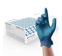 UNIGLOVES Unicare Blue Vinyl GS0093 Single Use - Multipurpose, Lightly Powdered, Latex Free Disposable Gloves, Box of 100 Gloves, Blue, Medium