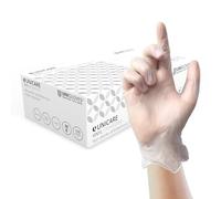 Unigloves Unicare Clear Vinyl Examination Gloves - Multipurpose, Lightly Powdered, Latex Free Disposable Gloves - Box of 100, Clear, Medium (GS0073)