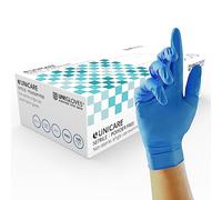 Unigloves Unicare GS0033 Nitrile Examination - Multipurpose Powder Free Disposable Gloves, Box of 100 Gloves, Blue, Medium