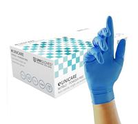 Unigloves Unicare GS0034 Nitrile Examination - Multipurpose Powder Free Disposable Gloves, Box of 100 Gloves, Blue, Large