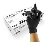 Unigloves Unicare Nitrile Examination Disposable Gloves - Multipurpose, Powder Free, Medical Gloves - Box of 100 Gloves, Black, Large (GS0254)