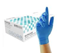 Unigloves Unicare Nitrile Examination Disposable Gloves - Multipurpose, Powder Free, Medical Gloves - Box of 100 Gloves, Blue, Large (GS0034)