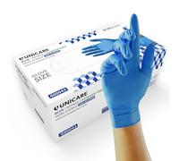 Unigloves Unicare Nitrile Examination Gloves - Multipurpose, Powder Free, Medical Grade Disposable Gloves - Box of 200 Gloves, Blue, Extra Large (GS0045)
